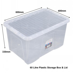 Wham Crystal Plastic Storage Box & Lid Size 16 (60 Litre)